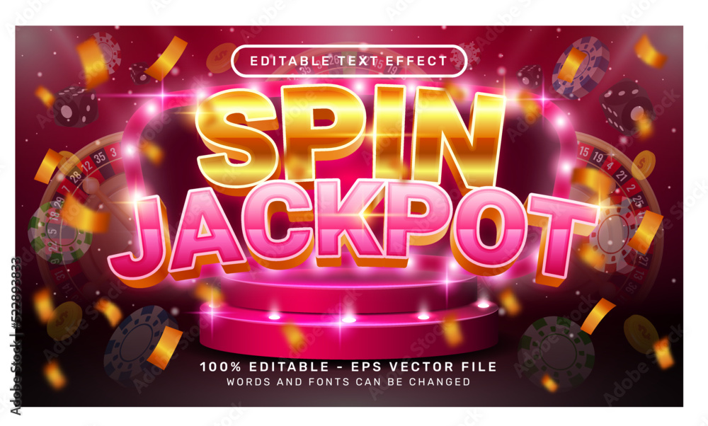Poster spin jackpot 3d text effect and editable text effect