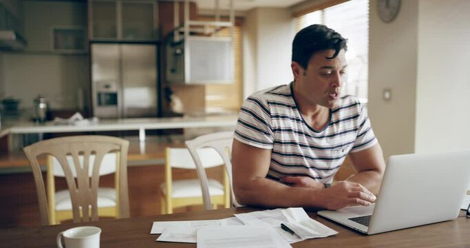 Frustrated, stressed and concerned couple worried about their high mortgage rate and bills. Angry husband and wife renters calculating household payments, having financial problems or bank debt.