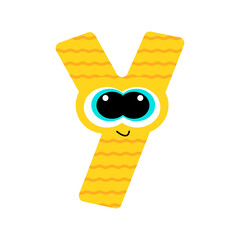The letter Y. Symbol from the monster alphabet. Isolated on white background. Vector illustration.