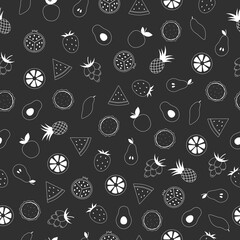 Fruit pattern on black background