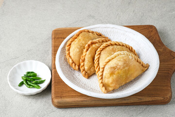 Kue Pastel or Jalangkote, Indonesian traditional snack filled with carrot and potatoes. 