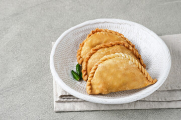 Kue Pastel or Jalangkote, Indonesian traditional snack filled with carrot and potatoes. 