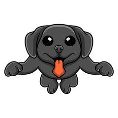 Cute black labrador dog cartoon jumping
