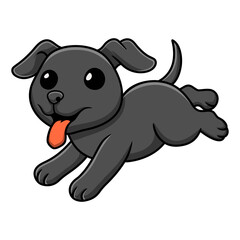 Cute black labrador dog cartoon running