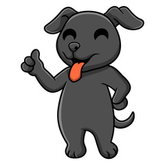 Cute black labrador dog cartoon giving thumb up