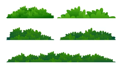 Foto op Plexiglas Various green bush and grass elements collections with flat design © Astira