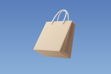 3d Vector Paper Shopping Bag, Shopping Online Concept.