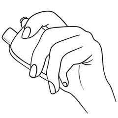 Hand-drawn vape clipart. Doodle illustration of an electronic cigarette. Stippling vapor