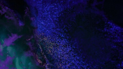 Blue ink macro, neon purple glowing. Abstract explosive light pattern background, Explosion in galaxy cluster. Eye of God, Helix Nebula, Planetary nebula, Big Bang, Outer space