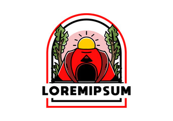 Big pop up tent for camping illustration badge design
