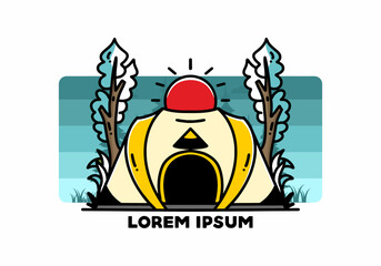 Big pop up tent for camping illustration badge design