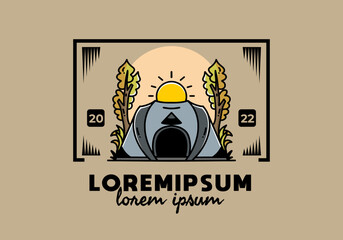 Big pop up tent for camping illustration badge design