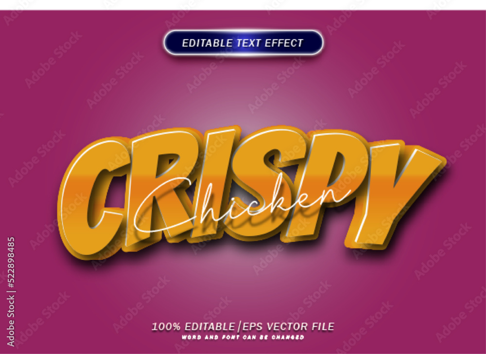 Poster chicken crispy text style effect. 3d font style effect.