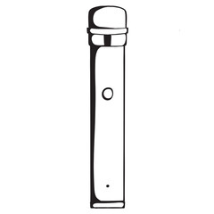 Hand-drawn vape clipart. Doodle illustration of an electronic cigarette. Stippling vapor