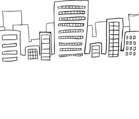 black and white children's art cartoon buildings