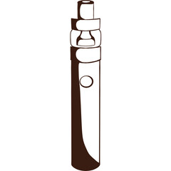 Hand-drawn vape clipart. Doodle illustration of an electronic cigarette. Stippling vapor