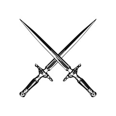 vector illustration of two black swords