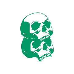 vector illustration of two green skulls