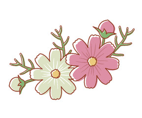 シンプルでかわいい手描き風のコスモス
