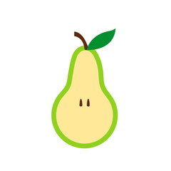 half sliced pear isolated fruit - flat design vector symbol