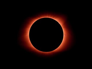 Isolate close up of a complete and full Solar eclipse taken in the USA 
