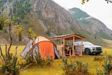 camping in the mountains