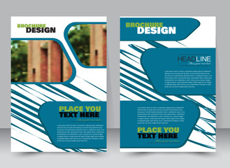 Abstract flyer design background. Brochure template. Annual report cover. Can be used for magazine, business mockup set, education, presentation. Vector illustration a4 size.  Blue and green color.