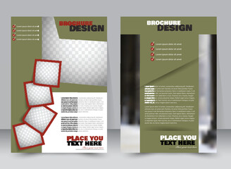 Abstract flyer design background. Brochure template. Annual report cover. Can be used for magazine, business mockup set, education, presentation. Vector illustration a4 size.  Green and red color.