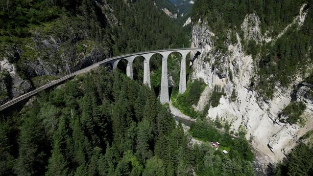 The famous Landwasser Viaduct in Switzerland. It is a famous landmark of Switzerland in the canton of Graub&uuml;nden Grisons