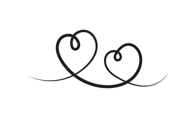 Hand drawn heart symbol. Love Continuous line drawing