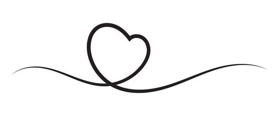 Hand drawn heart symbol. Love Continuous line drawing