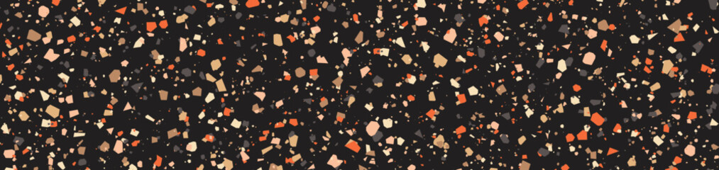 Obraz premium Dark granite terrazzo pattern. Black background texture of natural stones, marble, granite, quartz, concrete mosaic floor