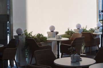 Summer outdoors cafe in the city center