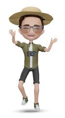  3d render  tourist  cartoon character  dance