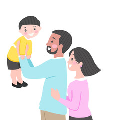 Obraz premium happy family, parents, mom, dad and kid