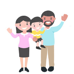 Fototapeta premium happy family, parents, mom, dad and kid