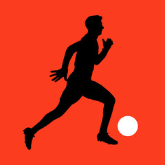 Fototapeta na wymiar Football Soccer player with ball running run silhouette vector illustration isolated