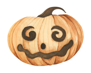 Pumpkin for Halloween. Watercolor illustration.