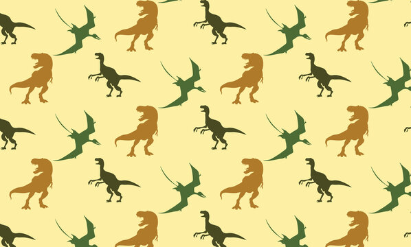 dinosaur seamless pattern on pastel yellow background design wallpaper decorative textile banner