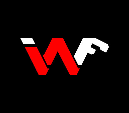 IWF creative letter logo design on black background.