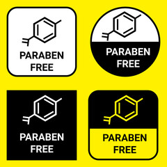 Paraben free sign set for sticker print. Product information vector sign or tag