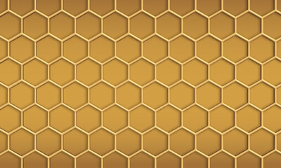 abstract hexagonal geometric background honeycomb gold texture, 3D illustration.