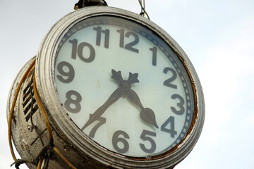 Closeup of big antique clock