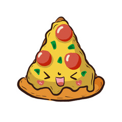 Pizza with vetgetable in cartoon character.