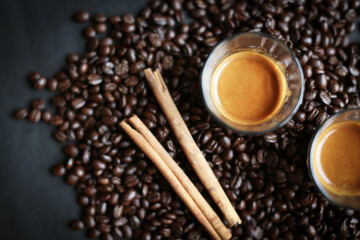 cup of coffee with beans