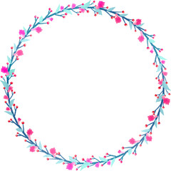Blue Leaf Wreath with Pink Flower