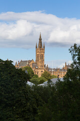 Fototapeta na wymiar Views of Glasgow's Westend and Glasgow University tower.