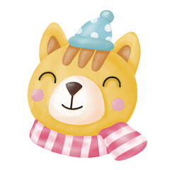 Winter Animals watercolor Clipart, Animals merry christmas