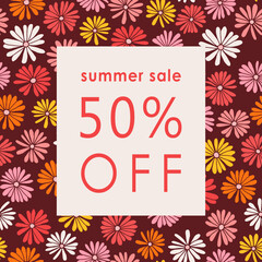 Trendy floral square sale templates. Discount shopping concept. Suitable for social media posts, mobile apps, cards, invitations, banners design and web, internet ads.