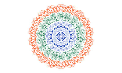  Indian Independence day. Tri colored mandala art for print or use as poster, card, flyer or Banner